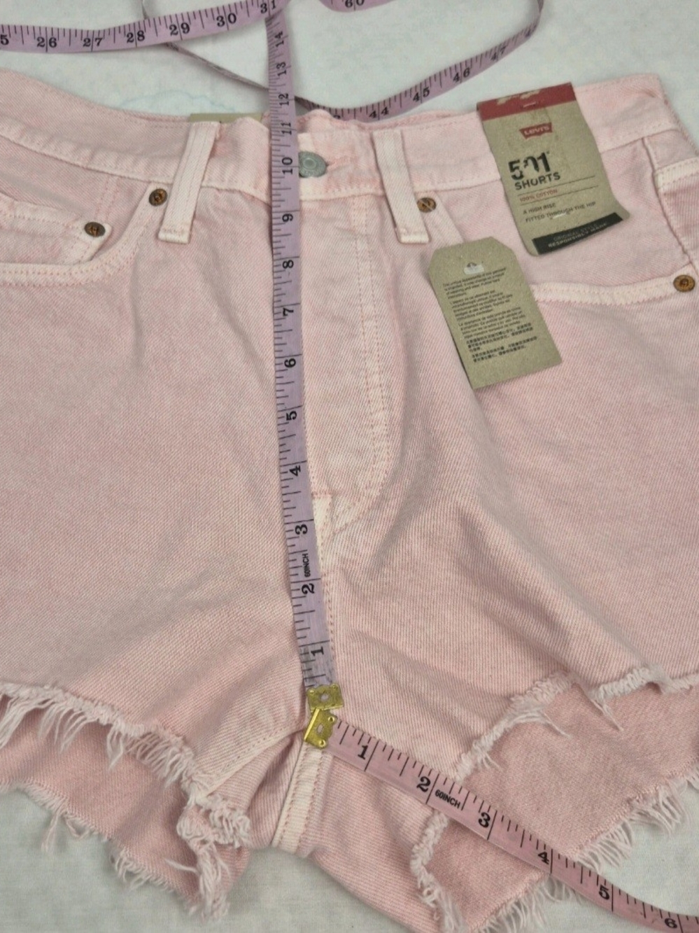 Levi's 501 Denim Shorts Womens Size 28 Pink Button Fly High Rise Cotton 28 - Picture 10 of 10